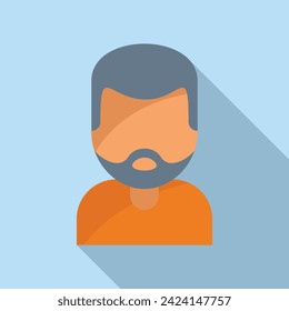 Aged mature beard icon flat vector. Funny facial. Adult portrait style