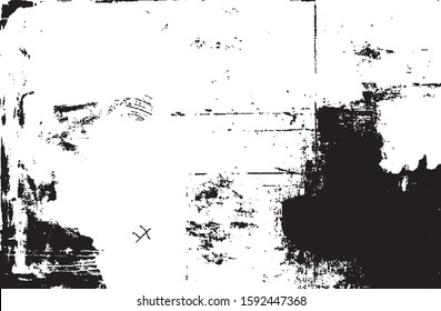 Aged painted wall texture. Grainy messy overlay of empty, aging, scratched wall. Grunge rough dirty background. Vector Illustration. Black isolated on white background. EPS10.