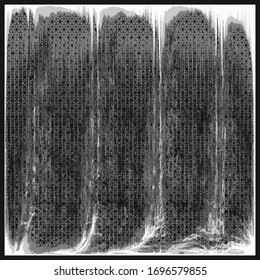 Textura de pared pintada de edad. Grave y desordenada superposición de una pared vacía, envejecida y rayada. Borra un fondo sucio y áspero. Ilustración vectorial. Negro aislado sobre fondo blanco.