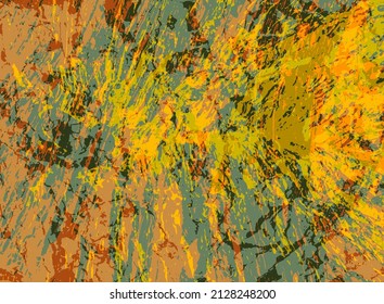 Aged panitbrush smears background. Messy texture colored vintage wallpaper. Scratch art pattern. Dirty paint splatter. Graffiti design. Sketch grainy canvas. Rectangle poster backdrop.