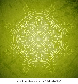 Aged paper background with round seamless ornament