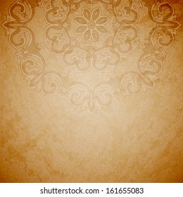 Aged paper background with round seamless ornament 