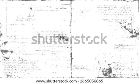 Aged paper texture with handwritten text and stains. Seamless vintage manuscript surface for design. High quality antique document detail