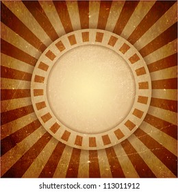 Aged parchment with light rays and center label. Abstract background with space for your text.