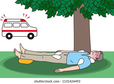 Aged Person Receiving First Aid For Heat Stroke