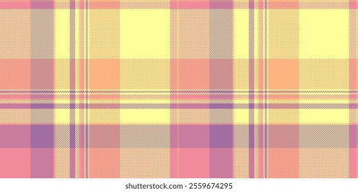 Aged plaid tartan texture, official pattern fabric check. Famous background seamless textile vector in yellow and red colors palette.