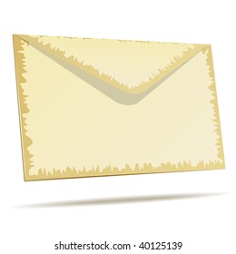 Aged postal envelope isolated on white background.