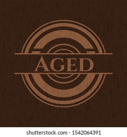 Aged realistic wood emblem. Vector Illustration.