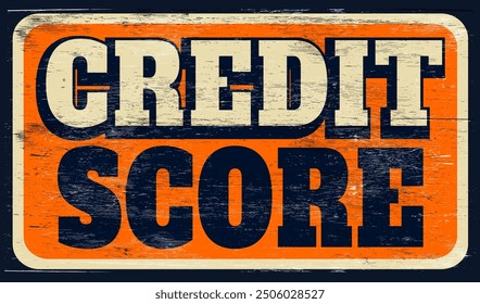 Aged retro credit score sign on wood