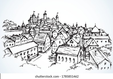 Schloss in der Altstadt. Vektorgrafik