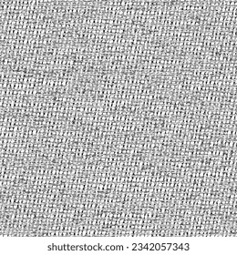 Aged rustic textile material. Used jute fabric. Old rug texture. Burlap cloth background. Vector seamless, graphics in black and white