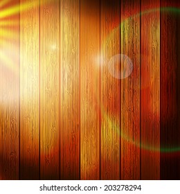 Aged rustic wooden boards with sun light. plus EPS10 vector file