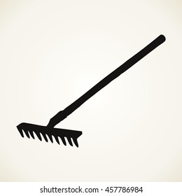 Aged scraper isolated on white backdrop. Black ink hand drawn object sketch in retro style pen on paper. Closeup view with space for text