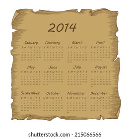 Aged scroll calendar 2014