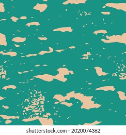 Aged seamless pattern. Grunge turquoise background with scratches. Vector retro background.
