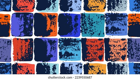 Aged seamless tiles vector design, old grunge texture medley endless motif, vintage art.