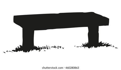 Aged settle bank. Monochrome black ink hand drawn backdrop sketchy in art style pen on paper with space for text on sky