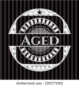 Aged silvery shiny emblem. Vector Illustration. Mosaic.