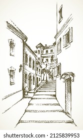 Straße der Altstadt. Vektorgrafik