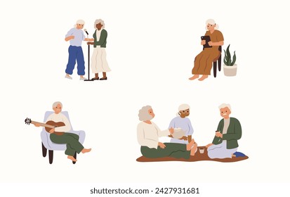Aged Society Vector Illustration in Flat Style