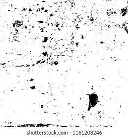 Aged splatter crumb wall backdrop. Distressed spray grainy overlay texture. Grunge dust messy background. Dirty powder rough empty cover template. Weathered drips aging design element. EPS10 vector.