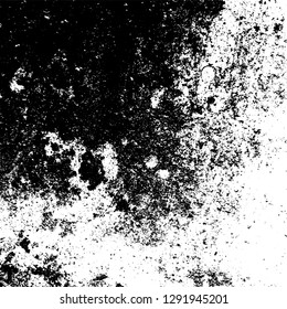 Aged splatter crumb wall backdrop. Distressed spray grainy overlay texture. Grunge dust messy background. Dirty powder rough empty cover template. Weathered drips aging design element. EPS10 vector. 
