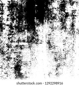 Aged splatter crumb wall backdrop. Distressed spray grainy overlay texture. Grunge dust messy background. Dirty powder rough empty cover template. Weathered drips aging design element. EPS10 vector. 