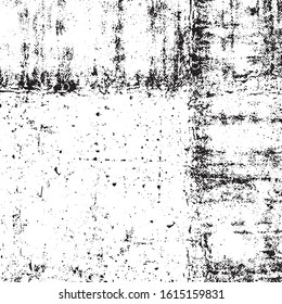 Aged splatter crumb wall backdrop. Distressed spray grainy overlay texture. Grunge dust messy background. Dirty powder rough empty cover template. Weathered drips aging design element. EPS10 vector.