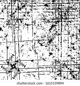 Aged splatter crumb wall backdrop. Distressed spray grainy overlay texture. Grunge dust messy background. Dirty powder rough empty cover template. Weathered drips aging design element. EPS10 vector.