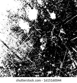 Aged splatter crumb wall backdrop. Distressed spray grainy overlay texture. Grunge dust messy background. Dirty powder rough empty cover template. Weathered drips aging design element. EPS10 vector.