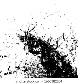 Aged splatter crumb wall backdrop. Distressed spray grainy overlay texture. Grunge dust messy background. Dirty powder rough empty cover template. Weathered drips aging design element. EPS10 vector.