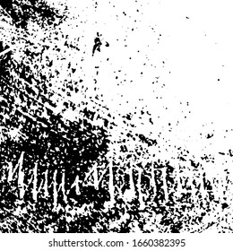 Aged splatter crumb wall backdrop. Weathered drips aging design element. Distressed spray grainy overlay texture. Grunge dust messy background. Dirty powder rough empty cover template. EPS10 vector.