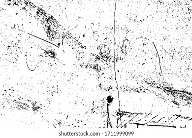 Aged splatter crumb wall backdrop. Distressed spray grainy overlay texture. Grunge dust messy background. Dirty powder rough empty cover template. Weathered drips aging design element. EPS10 vector.