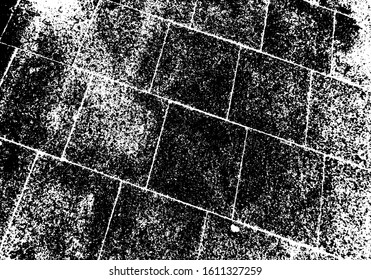 Aged stone wall texture. Grainy messy overlay of empty, aging, scratched wall. Grunge rough dirty background. Vector Illustration. Black isolated on white background. EPS10.