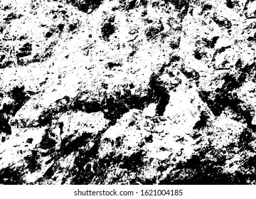 Aged stone wall texture. Grainy messy overlay of empty, aging, scratched wall. Grunge rough dirty background. Vector Illustration. Black isolated on white background. EPS10.