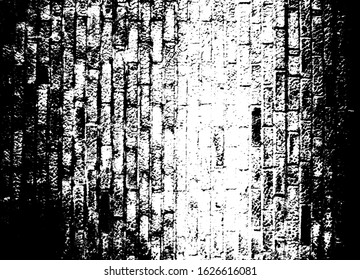 Aged stone wall texture. Grainy messy overlay of empty, aging, scratched wall. Grunge rough dirty background. Vector Illustration. Black isolated on white background. EPS10.