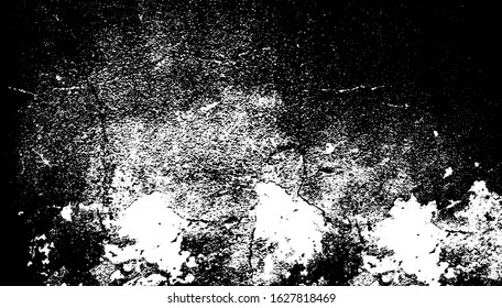Aged stone wall texture. Grainy messy overlay of empty, aging, scratched wall. Grunge rough dirty background. Vector Illustration. Black isolated on white background. EPS10.