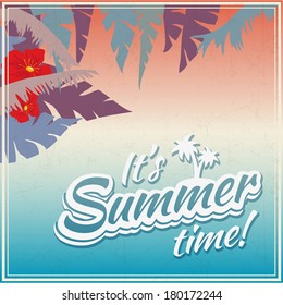 aged summer advertisement with sticker design elements journey drive classic holiday summertime scenery landscape palm travel abstract vacation trip background scene tourism earth blue sky subtropical