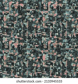 Aged textured abstract background, macro closeup grungy backdrop with different color patterns dark black and pink , green