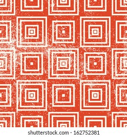 Aged textured geometric seamless pattern, vintage vector repeat background with grunge texture.