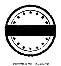 Plantilla de marco de cubierta redonda delgada de mayor antigüedad. Textura de sello postal perturbada. Borde circular de fondo arañado. Icono circular usado, insignia, fondo de botón. Diseño anticuado de elementos. Vector EPS10.