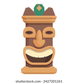 Icono de tótem envejecido vector de dibujos animados. Estatua maya. Cara tribal india