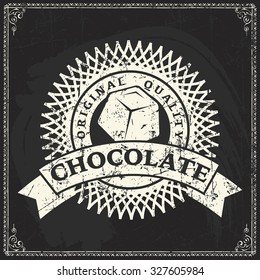 aged vector letterhead pattern of premium handicraft chocolate mark on stain chalkboard background cacao cocoa brown classical scenery work product bean bar black abstract nurture earth sign dark vist