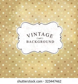 Aged vintage polka dot old paper background. Vector illustration