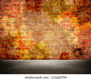 Aged wall background with floral texture