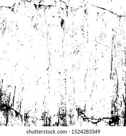 Aged wall texture. Grainy messy overlay of empty, aging, scratched wall. Grunge rough dirty background. Vector Illustration. Black isolated on white background. EPS10.