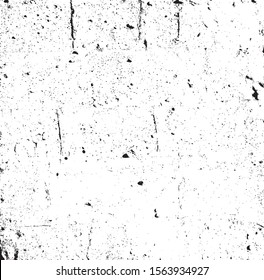 Aged wall texture. Grainy messy overlay of empty, aging, scratched wall. Grunge rough dirty background. Vector Illustration. Black isolated on white background. EPS10.