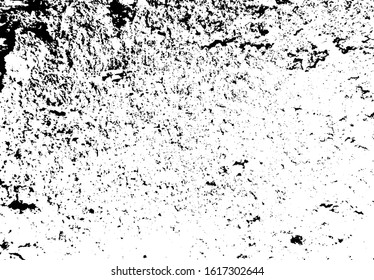 Aged wall texture. Grainy messy overlay of empty, aging, scratched wall. Grunge rough dirty background. Vector Illustration. Black isolated on white background. EPS10.