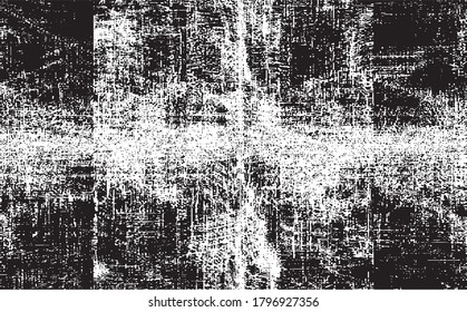 Textura de pared de edad. Grave y desordenada superposición de una pared vacía, envejecida y raspada. Agarra un fondo sucio y áspero. Ilustración vectorial. Negro aislado sobre fondo blanco. EPS10.