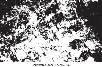 Textura de pared de edad. Grave y desordenada superposición de una pared vacía, envejecida y raspada. Agarra un fondo sucio y áspero. Ilustración vectorial. Negro aislado sobre fondo blanco. EPS10.